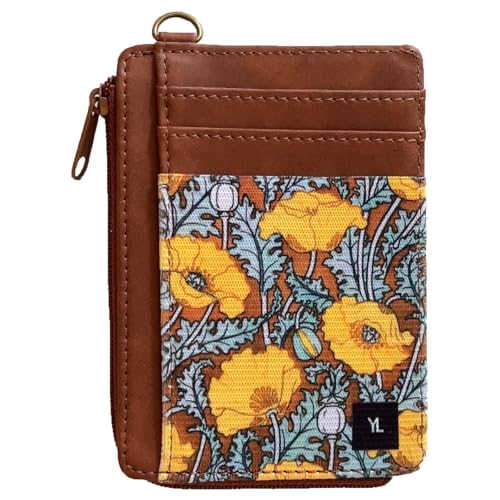 Credit Card Holder RFID Blocking Slim Wallet Women Front Pocket | Mini Small Leather Wallet with ID Window Cash Purse Cute Minimalist Travel Gift for Women Lightweight Card Holder - color: dandelion