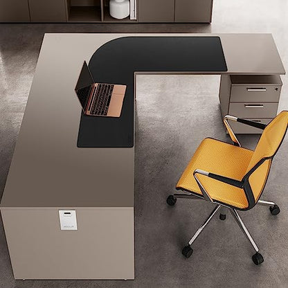 Cacoy L-Shape Desk Mat, 35.4"x39.4" Leather Corner Computer Desk Pad, Black | Waterproof L-Shaped Office Desk Pad Blotters, PU Leather Corner Desk Cover Mat, L Shaped Gaming Mouse Pad for Office and Home - size: 39.4" x 35.4"