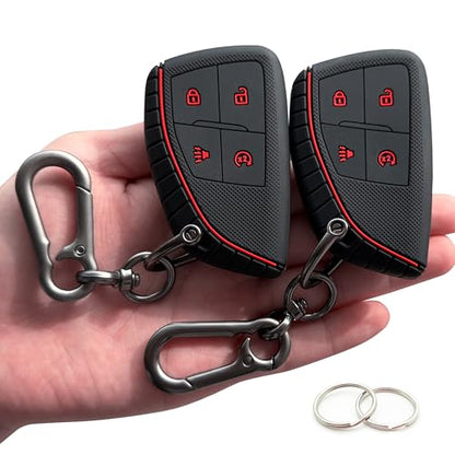 TANDRIVE 4-Button Key Fob Cover for 2023-2025 2026 Chevy Colorado Equinox Silverado GMC Canyon Sierra 2025 Honda Prologue, Silicone, 2-Pack, Red Button, Black - size: Black and Black with Red Buttons