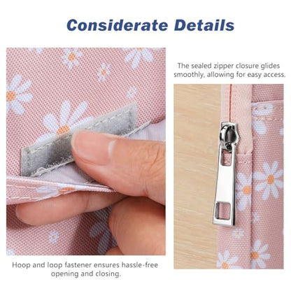 Dadanism 6-7 Inch Universal Padded Sleeve for eReader, Pink & White Daisy | Protective Carrying Case Fits 7" Paperwhite/Colorsoft Signature Edition eReader, 6" Kobo Clara BW/Colour,7" Kobo Libra Colour - color: Pink & White Daisy