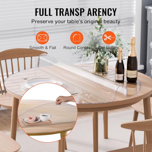 VEVOR Plastic Table Cover, 42 x 42 Inch 2.0 mm Thick Clear Round PVC Desk Mat Protector, Waterproof & Easy Cleaning Desk Pad Tablecloth, for Office, Dresser, Dining Room, Night Stand - size: 42" (Round)