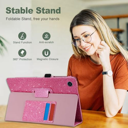ACdream Case for T-Mobile Revvl Tab 2 10.1" Tablet 2025 Model:9185W(NOT FIT 2023 Revvl Tab 5G 10.36"), Folio Protective Slim Cover Leather Case,Magnetic Closure, Hand Strap, Card Slots, Glitter Pink - color: ***Glitter_Pink
