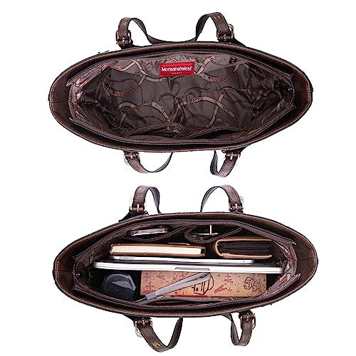Montana West Tote Bag for Women Purse and Handbags Set Embossed Collection Purse 2Pcs Set - color: 2 Set-coffee#