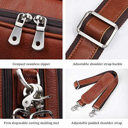 Business Travel Briefcase Genuine Leather Duffel Bags for Men Laptop Bag fits 15.6 inches Laptop - color: Light Brown