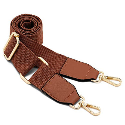DEVPSISR Wide Shoulder Purse Strap Replacement Adjustable Belt Canvas Bag Crossbody Handbag - color: Leather Buckle-coffee