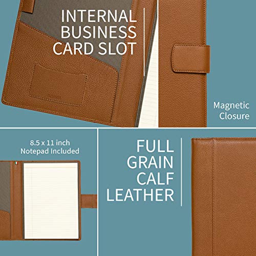 Maruse Italian Leather Executive Padfolio, Folder Organizer with Magnetic Closure and Writing Pad, Handmade in Italy, Rope - color: Rope