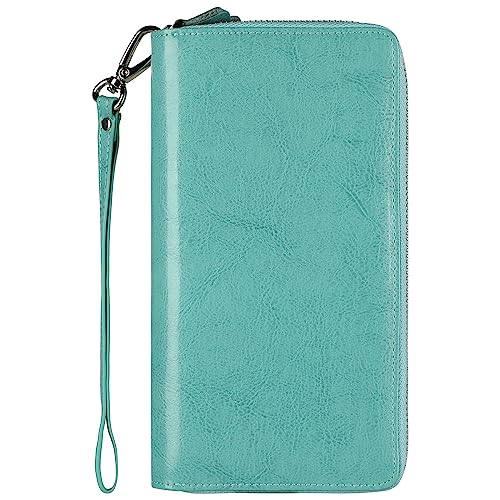 Lavemi Small Compact Women Wallet RFID Blocking Genuine Leather Bifold Purse with ID Windows - color: 2-waxed Tiffany Blue, size: One Size