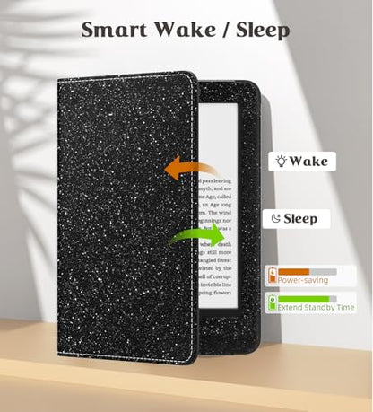 MoKo Case for 6" Kindle (11th Generation,2024/2022), Glitter Black - color: Glitter Black