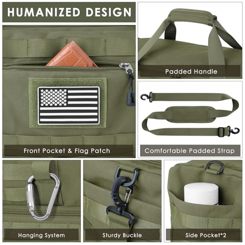 Gym Bag for Men Women, Carry on Luggage 22x14x9 Airline Approved Duffle Bag - color: Green, size: Medium