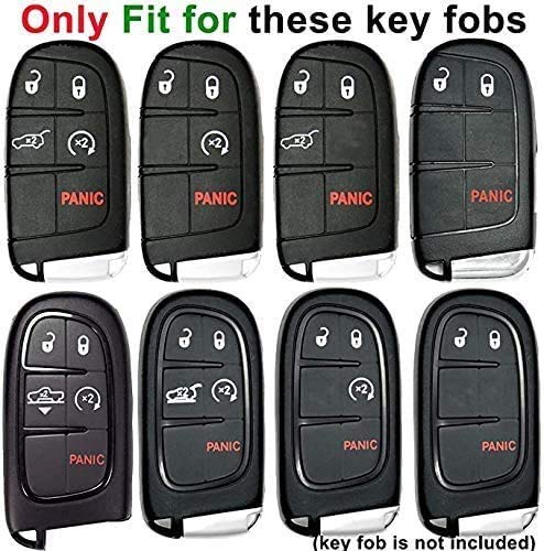 Compatible With Jeep Key Fob Cover With Leather Keychain Soft TPU Protection Key Case For Grand Cherokee Renegade Chrysler 200 300 Dodge RAM Durango Challenger Journey Dart Fiat Smart Key,Red - color: Red