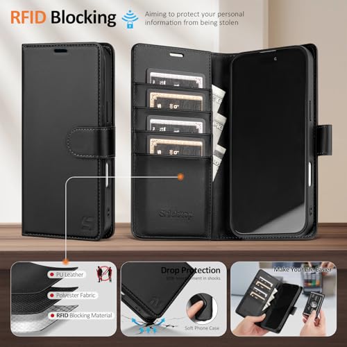 Shieldtop Compatible with MagSafe iPhone 16 Plus Wallet Case,Black | 2 in 1 Detachable Magnetic,Credit Card Holder Slots,RFID Blocking,PU Leather,Kickstand,Flip Folio Phone Cover for Men & Women - color: Black, size: iPhone 16 Plus - 6.7"