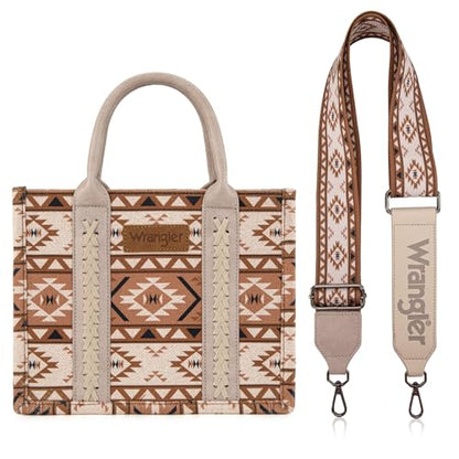Wrangler Aztec Tote Bag for Women Boho Shoulder Purses and Handbags - color: Aztec Tan (Guitar Strap)