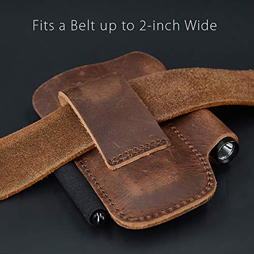 diodrio EDC Leather Knife Sheath Organizer Pouch with Pen Loop, Full Grain Leather, Chestnut - style: For Belt