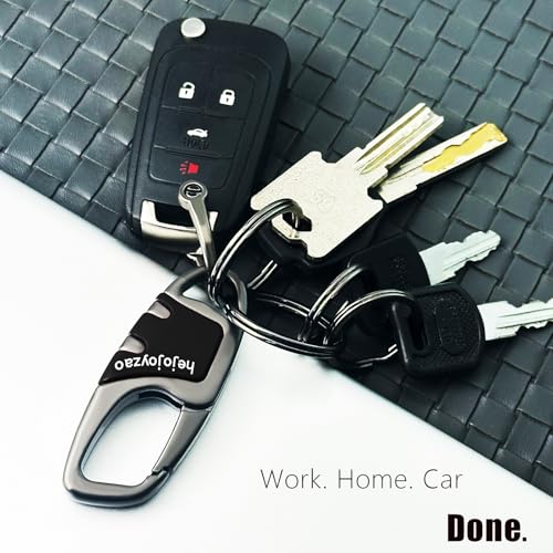 Keychain Carabiner Clip,Heavy Duty Belt Loop Car Key Ring Holder | Durable metal build, mens EDC accessory, 4 key rings, secure locking D-ring, fits belt loops, holds home, car key fobs - color: 2pcs Gunmetal Black