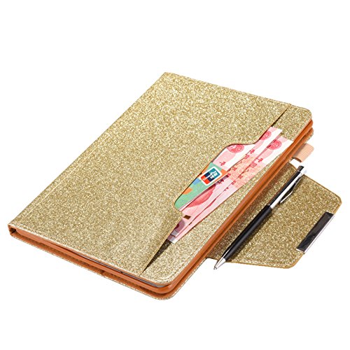 Glitter Case for iPad Pro 11-inch (M4/M5) 2024 2025, Techcircle Folio Stand Smooth Bling PU Leather Soft TPU Back Smart Cover with Pencil Holder & Card Pocket, Auto Sleep/Wake, Shiny Gold - color: 01 Shiny Gold, size: iPad Pro 11 2024-2025