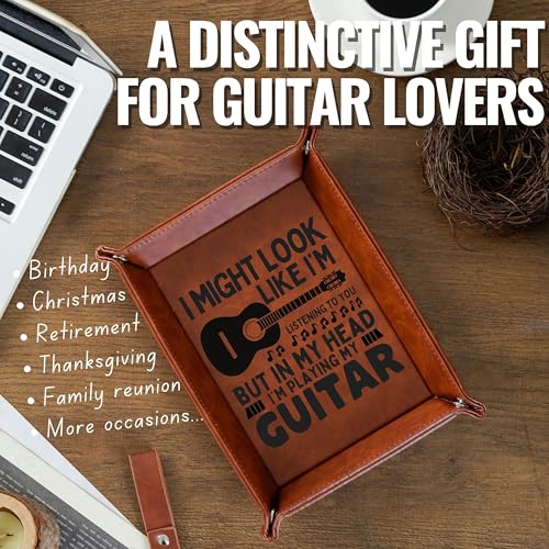 INNObeta Guitar Gifts for Men Valet Tray, Funny Guitar Gifts for Men Unique, Guitarist Gifts for Men, PU Leather Storage Organizer, for Birthday, Christmas