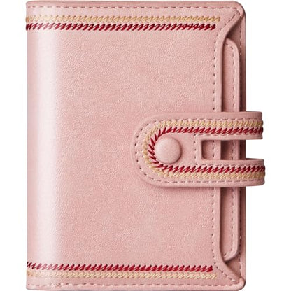 TFKGS Small Wallet for Women Vegan Leather RFID Blocking Bifold Compact Credit Card Holder with Zipper Coin Pocket Pink - color: 3-Pink