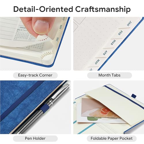 2026-2027 Weekly and Monthly Planner (Jul.2026–Dec.2027) | 8.5"x11.5", Vertical Layout, 18 Months Agenda with Month Tabs & Pocket, Academic Calendar with Vegan Leather Cover,Blue - color: Blue, size: Large-11.5" x 8.5"