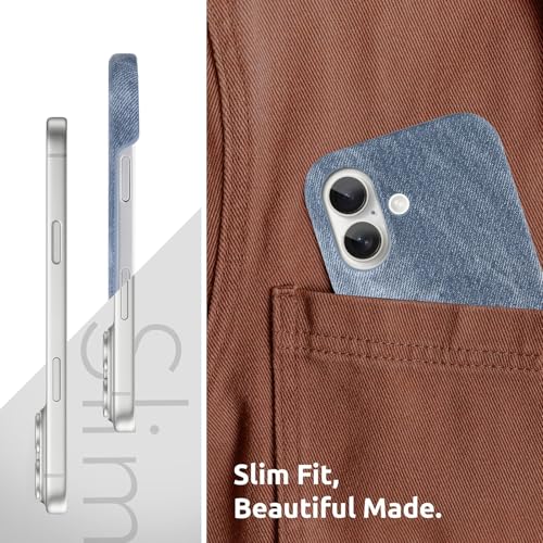 Phone Case for iPhone 17,Gray-Blue | Magnetic Case, Compatible with Magsafe - Denim Fabric - Slim Fit & Soft Feel - color: Grey-blue, size: iPhone 17