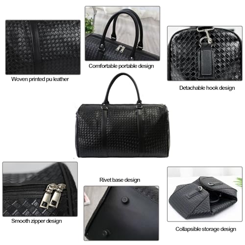 27L Small Travel Duffle Bag Weekender Bags for Women and Men with Shoe Compartment Foldable Waterproof Toiletry Bag Hospital Bags for Labor and Delivery Gym Bag (Black) - color: Black
