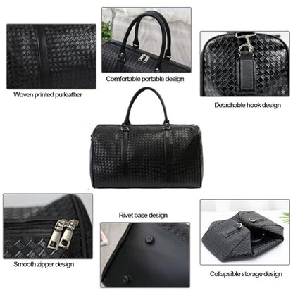 27L Small Travel Duffle Bag Weekender Bags for Women and Men with Shoe Compartment Foldable Waterproof Toiletry Bag Hospital Bags for Labor and Delivery Gym Bag (Black) - color: Black