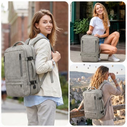 40L Travel Backpack for Men, Carry On Backpack Flight Approved, Grey - color: Grey
