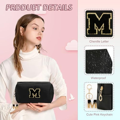 AIBFRID Birthday Gifts for Women Her,Travel Cute Makeup Bag,Large Capacity Cosmetic Bags for Women Makeup Pouch PU Leather Waterproof Cosmetic Bag (M, Black) - color: Black, style: M