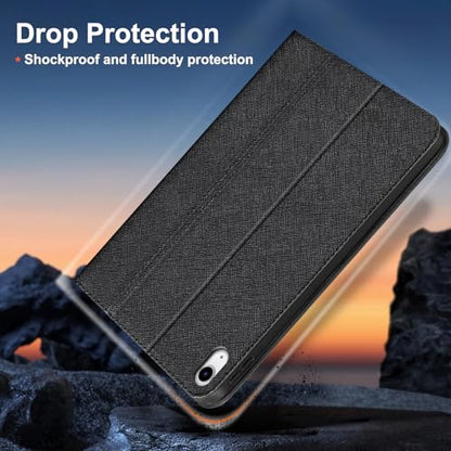 Gexmil Leather Case for iPad (A16) 11th Gen 11",iPad 10th Gen 10.9" | Genuine Leather Cover for iPad 2025 2022,Pencil Holder,Smart Folio Auto Sleep/Wake,Protective,Adjustable Stand,Black - color: Palm-Print Black
