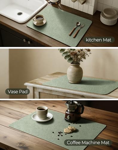 Leetaltree Reversible Faux Leather Placemats Set of 8, 12x17 Inch, Heat Resistant Waterproof Non-Slip Table Mats for Dining Kitchen, Mint Green - color: Mint Green, size: 8 Pack