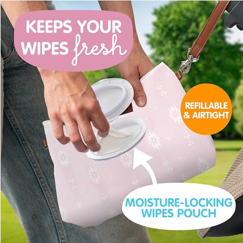 Bumco Portable Diaper Clutch Bag with Built-In Baby Wipes Dispenser (Lilac) | Airtight refillable wet wipes dispenser container. Portable travel pouch holder for quick baby cleanups on the go. - color: Lilac