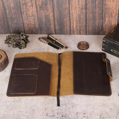 XL Leather Journal Cover 7.5 X 9.75 In With Dual Button, Brown - size: XL (7.5 x 9.75 In), style: Short Flap Double Button