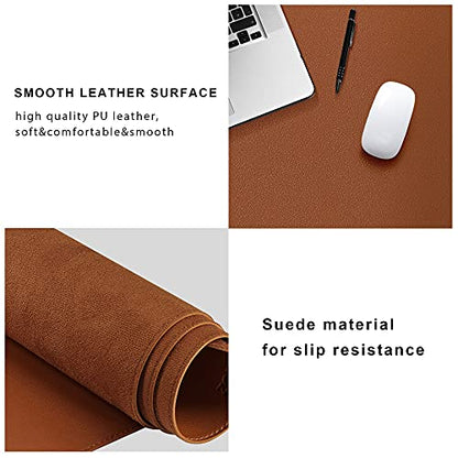 ZORESYN Light Brown Desk Mat 55"x24" Extra Large PU Leather Desk Pad - color: Light Brown, size: 55L x 24W inches