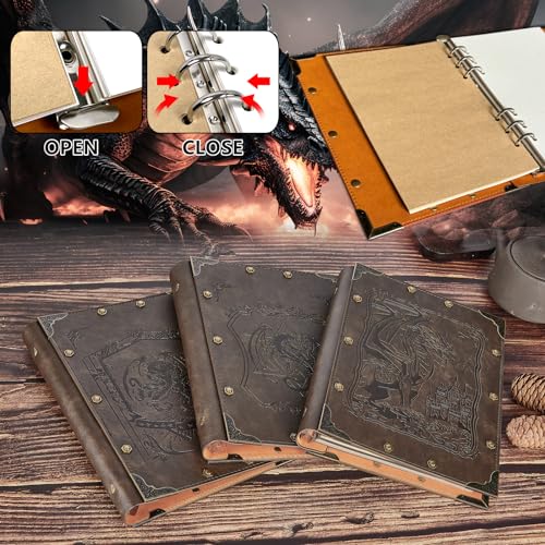 DUROTAN DND Journal Notebook A5 Binder Journal 400 Page | for Dungeons and Dragons D&D Dice Accessories Role Playing Games,Great DND Gifts Men&Women - color: 3-Yellow Brown Cthulhu