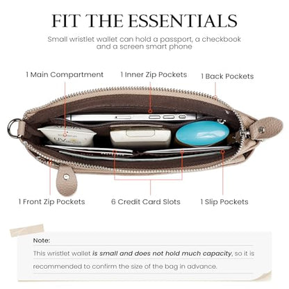 befen Genuine Leather Wristlet Clutch Wallet Purses with RFID Blocking | Small Crossbody Bags Shoulder Handbag for Women, Genuine Leather Wristlet Clutch Wallet Purses with RFID Blocking - color: Nude