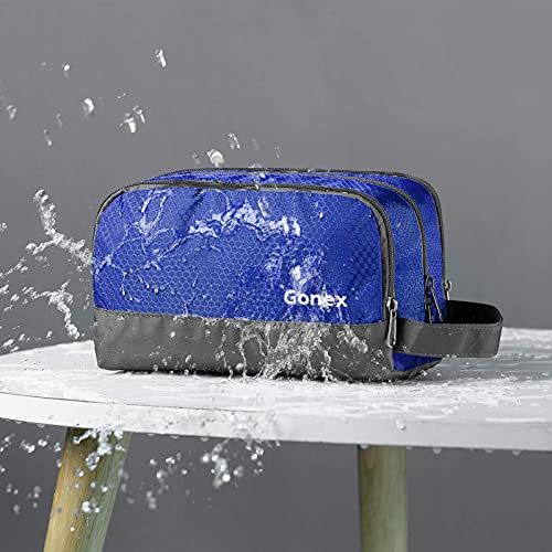 Gonex Travel Toiletry Bag for Men, Water Resistant Dopp Kit for Toiletries | Lightweight Nylon Shaving Bag, Multi Compartments, SBS Zippers, Side Handle, Perfect for Weekend Travel, Blue - color: Blue