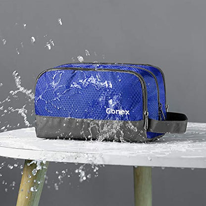Gonex Travel Toiletry Bag for Men, Water Resistant Dopp Kit for Toiletries | Lightweight Nylon Shaving Bag, Multi Compartments, SBS Zippers, Side Handle, Perfect for Weekend Travel, Blue - color: Blue