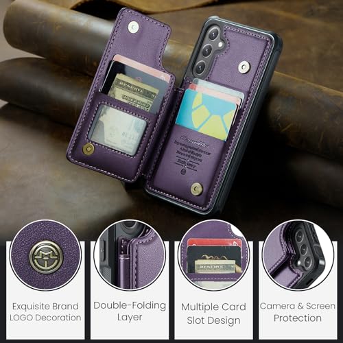 Kowauri for Samsung Galaxy S25 FE Case, PU Leather Wallet Case for Women Men with RFID Blocking Card Holder Slot Magnetic Closure Shockproof Protective Phone Cover for Samsung Galaxy S25 FE (Purple) - color: Purple
