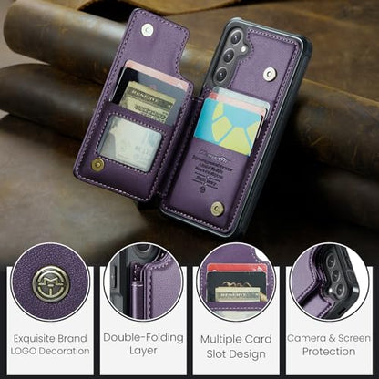 Kowauri for Samsung Galaxy S25 FE Case, PU Leather Wallet Case for Women Men with RFID Blocking Card Holder Slot Magnetic Closure Shockproof Protective Phone Cover for Samsung Galaxy S25 FE (Purple) - color: Purple