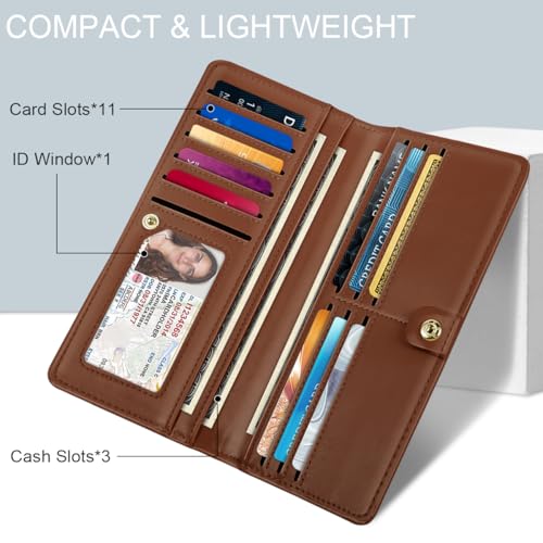 Wallet Women Slim Thin Bifold RFID Credit Card Holder Long Purse - color: Brown Cow