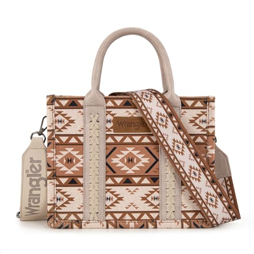 Wrangler Aztec Tote Bag for Women Boho Shoulder Purses and Handbags - color: Aztec Tan (Guitar Strap)