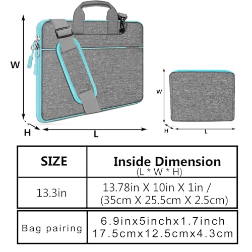 Hseok Laptop Shoulder Bag 13-14 inch Shockproof Water-Resistant HandBag with Small Case Compatible with MacBook Pro/Neo 14" M5/M4/M3/M2/M1, Mac Air/Pro 13.3", XPS 13/14, Most 13"-14" PC,DK gray-blue - color: Dark Gray-blue, size: 13"-14"