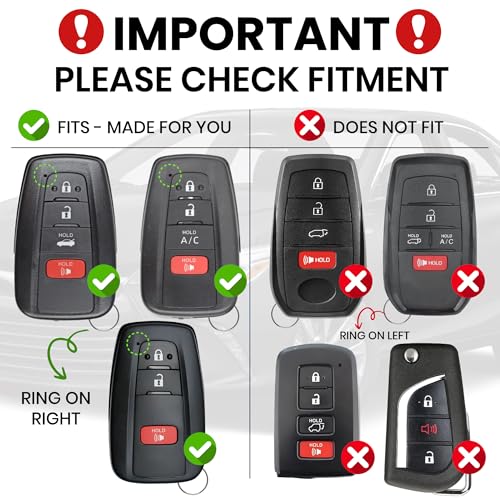 Toyota Key Fob Cover for RAV4, Camry, Highlander, Prius & more – Key Cover + Gold Key Chain Included (Gold & Red)