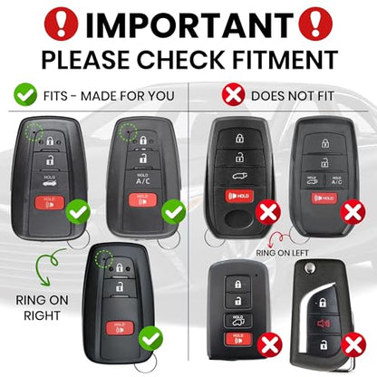 Toyota Key Fob Cover for RAV4, Camry, Highlander, Prius & more – Key Cover + Gold Key Chain Included (Gold & Red)