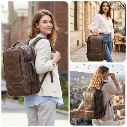 Travel Backpack for Men Women, Carry On Backpack Flight Approved, Coffee - color: Coffee
