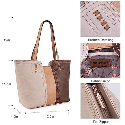 Montana West Tote Bag for Women Top Handle Satchel Purse - color: Three Chocolate