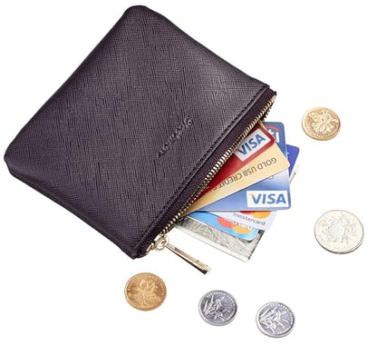 Chelmon Vegan Leather Coin Purse Pouch Change Purse With Zipper For Men Women - color: CH Steel Purple