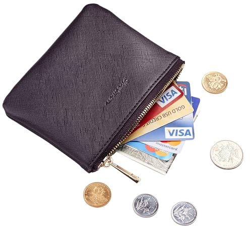 Chelmon Vegan Leather Coin Purse Pouch Change Purse With Zipper For Men Women - color: CH Steel Purple