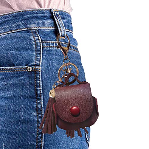 MODOS LOGICOS Charging Case Cover for Apple AirPods, PU Leather Case with Drooping Tassels - Wine Red - color: WineRed(PU)
