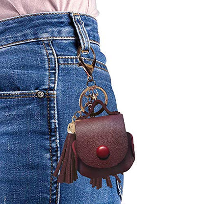 MODOS LOGICOS Charging Case Cover for Apple AirPods, PU Leather Case with Drooping Tassels - Wine Red - color: WineRed(PU)
