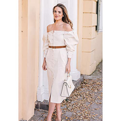 XZQTIVE 3 Pack Women Belts For Jeans Dresses Pants Ladies Leather Waist Belt with Gold Buckle - color: Round Buckle Black+brown+beige, size: Fit Pant 24-29in
